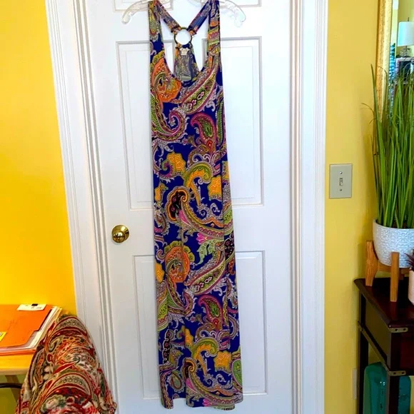 Prelude | Dresses | Prelude Elec Blue Orange Neon Pink Lime Green Paisley  Racerback Maxi Dress | Poshmark